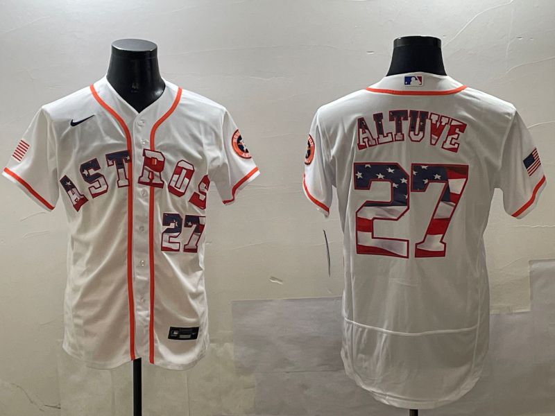 Men Houston Astros #27 Altuve White National Flag Elite 2025 Nike MLB Jersey style 1->houston astros->MLB Jersey
